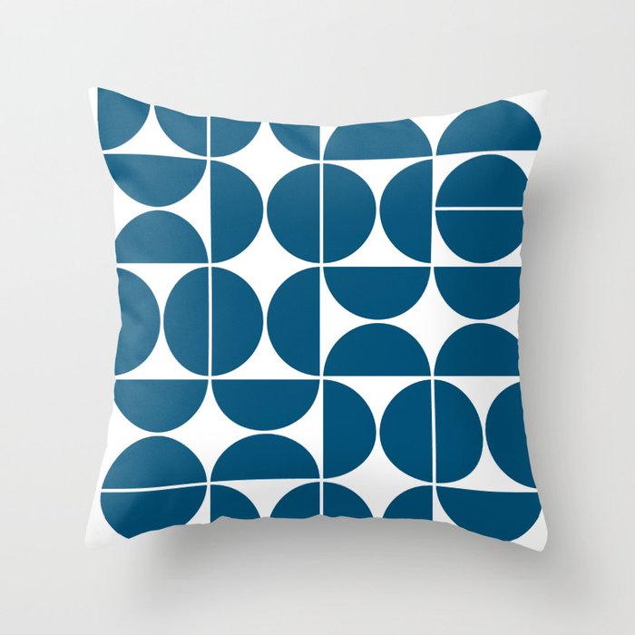 Mid Century Modern Geometric 04 Blue Throw Pillow