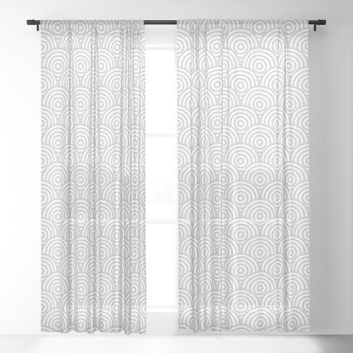 Light Grey Concentric Circle Pattern Sheer Curtain By