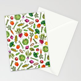 Vegetable Garden - Summer Pattern With Colorful Veggies Stationery Card