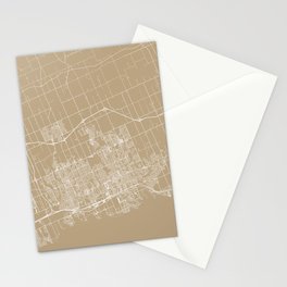 Canada, Oshawa - Artistic Map - Beige Stationery Card