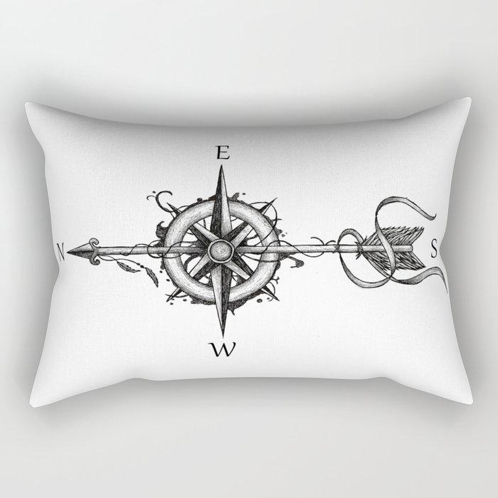 Compass with Arrow (Tattoo stule) Rectangular Pillow