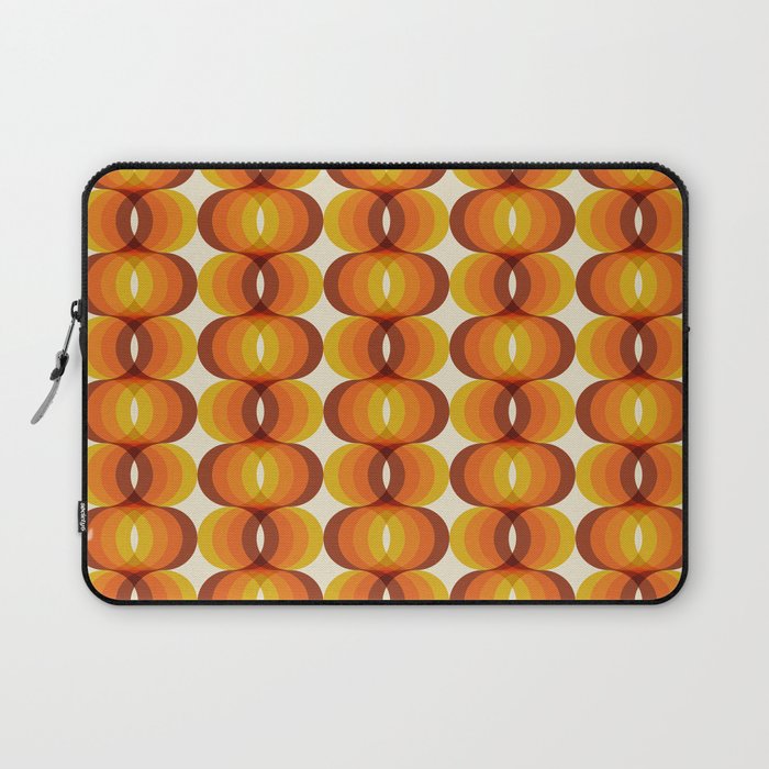 Orange, Brown, and Ivory Retro 1960s Wavy Pattern Laptop Sleeve