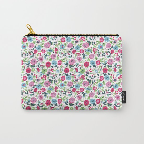 Pink Flowers Carry-All Pouch