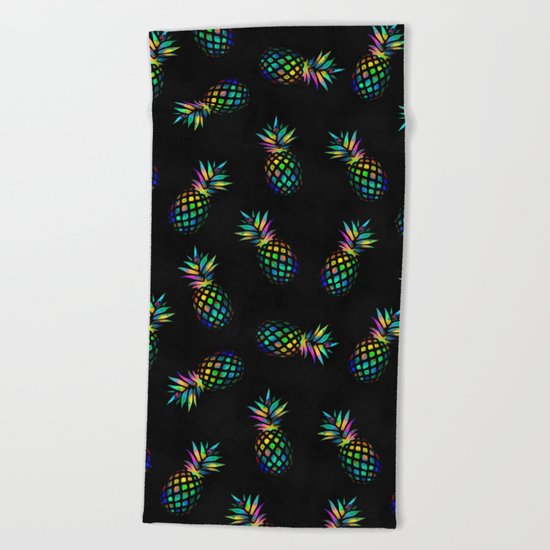 Iridescent pineapples Beach Towel