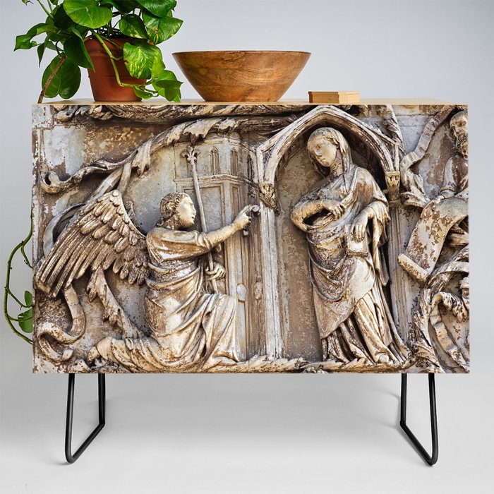 Orvieto Cathedral Facade Relief Annunciation Gothic Art Credenza