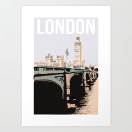 Retro Poster of Cities and landmarks London  Art Print