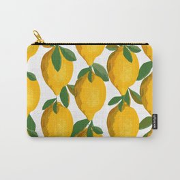 Yellow Mellow Citrons Green Leaves White Background #decor #society6 #buyart Carry-All Pouch