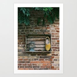  Decorative old lamp & clog on a brick wall | The Netherlands | Street Photography | Fine Art Photo Print Art Print
