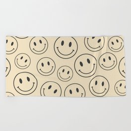 Smiley - Black and Cream Beach Towel