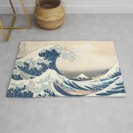 The Great Wave Off Kanagawa by Katsushika Hokusai from the Series Thirty Six Views of Mount Fuji Rug | Bedroomdecor, Bathroom, Wavedrawing, Painting, Beachpictures, Anime, Waves, Ukiyo E, Thewave, Watercolorpaintings 