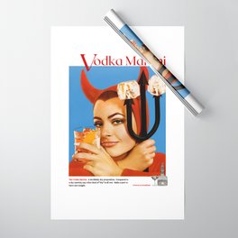 Devilishly dry vodka martini, devil pitchfork vintage advertisement poster / posters Wrapping Paper