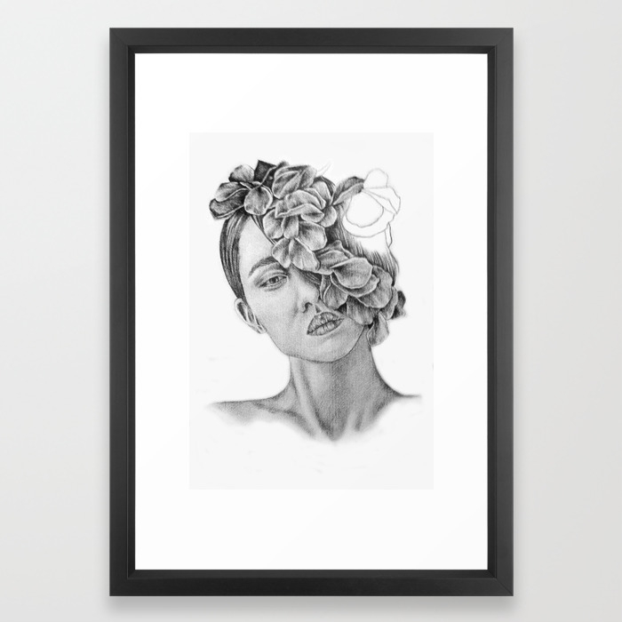 Art Pencil Drawing Illustration Portrait Model Flowers