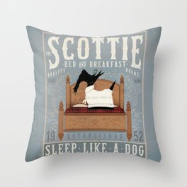 Scottie Scottish Terrier Bed & Breakfast Dog Art Throw Pillow