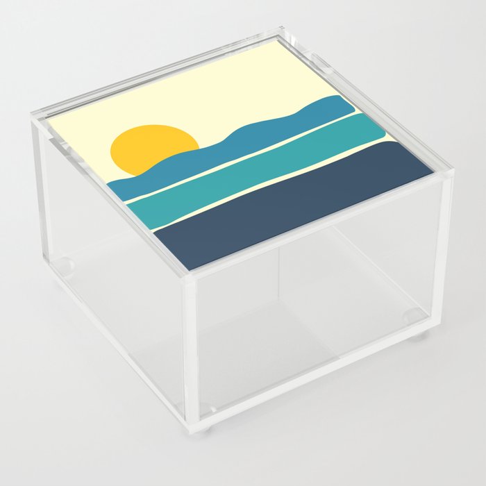 Demar Sea - Minimalistic Sunset Colorful Retro Design Art Pattern Acrylic Box
