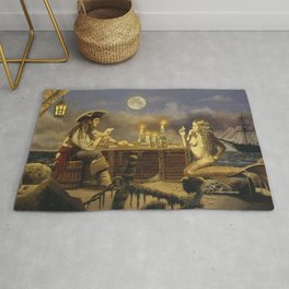 "The Wager" by David Delamare (Pirate and Mermaid playing cards) Area & Throw Rug
