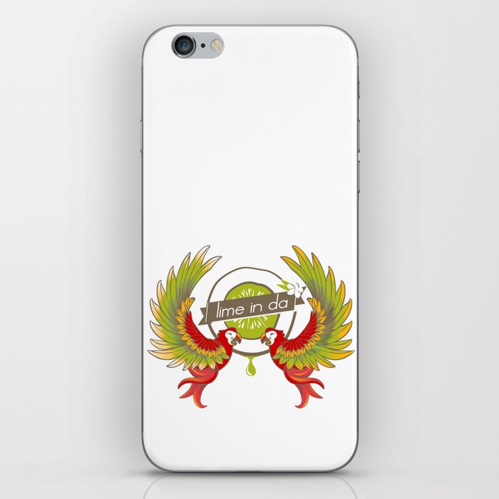 Lime in the coconut and two scarlet macaws. iPhone Skin