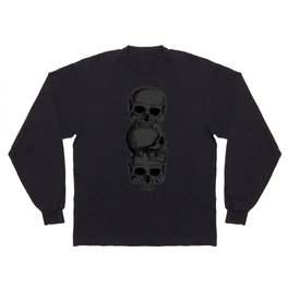 3 Black Skulls Stacked On Top of Each Other Long Sleeve T-shirt