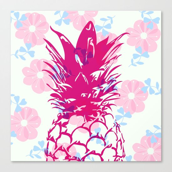 Beautiful Pineapple Flowers Pattern Canvas Print
