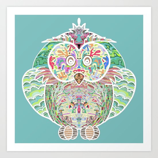 RAINBOW OWL Art Print