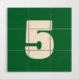 5 (White & Olive Number) Wood Wall Art