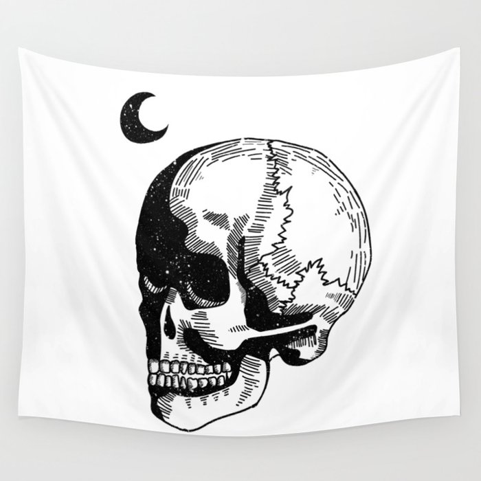 Star-Skull with a moon Wall Tapestry