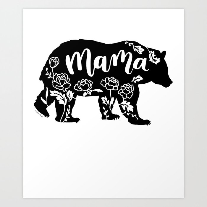 Floral Mama Bear With Peonies Peony Flowers Family Bear Matching Art Print By Doublebrush Society6