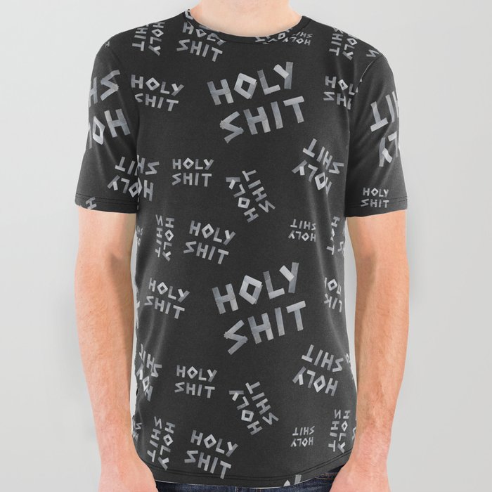 Holy shit written duct tape All Over Graphic Tee