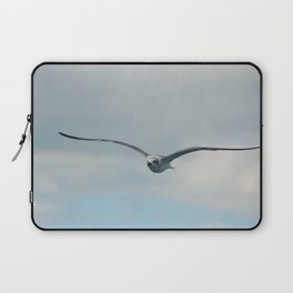 Seagull flying with wide open wings | Coastal seabird photo Laptop Sleeve