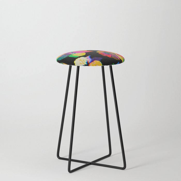 Trippy Tropical Flowers #3 Counter Stool