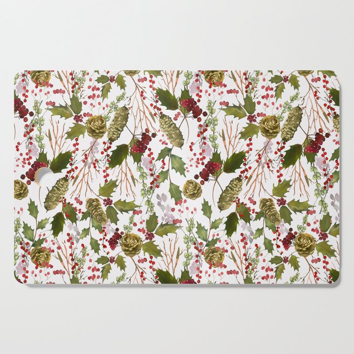 Merry Christmas - Winter Watercolor Pattern Cutting Board