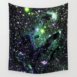 Eagle Nebula Pillars of Creation Dark : Purple Teal Green Wall Tapestry
