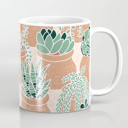 Succulent's Tiny Pots Coffee Mug | Mediterranean, Pots, Aloe, Charming, Botanical, Drawing, Small, Succulents, Mini, Garden 