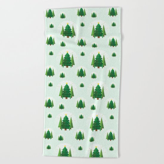 Geometric Christmas Trees Beach Towel