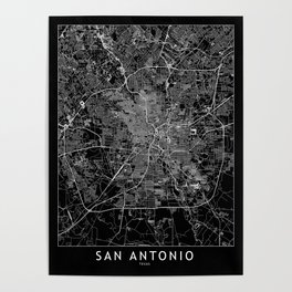 San Antonio Black Map Poster | Abstract, Usa, Graphicdesign, Vector, Poster, San Antonio, Digital, Black And White, Best, Pattern 