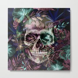 leaves skull Metal Print | Purple, Sugarskull, Flowers, Leaves, Other, Pop Art, Skull, Collage, Pattern, Gothic 
