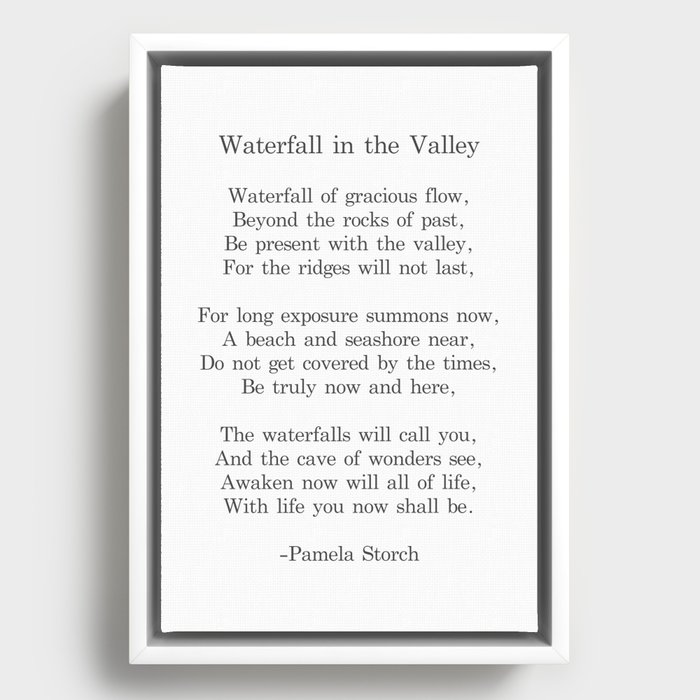Waterfall in the Valley Poem Writer's Edition Framed Canvas