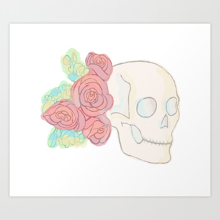 Skull and Roses Art Print