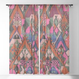 Heritage Moroccan Rug Design Sheer Curtain