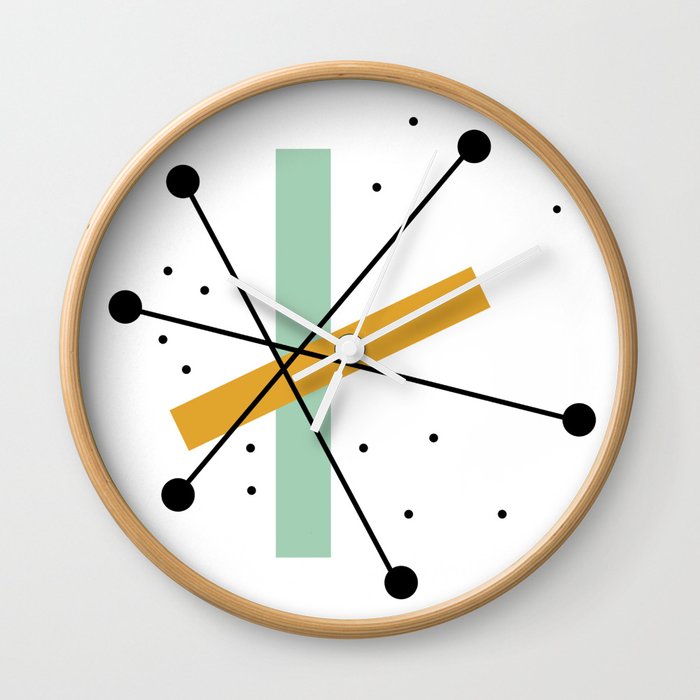 Retro Minimalist Mid Century Modern Pattern Design Wall Clock