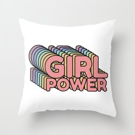 Girl Power grl pwr Retro Throw Pillow
