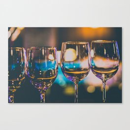 Glowing Wine Glasses filled with Blue Light Canvas Print