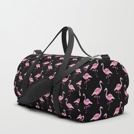 Pink Flamingos Pattern & Black Duffle Bag