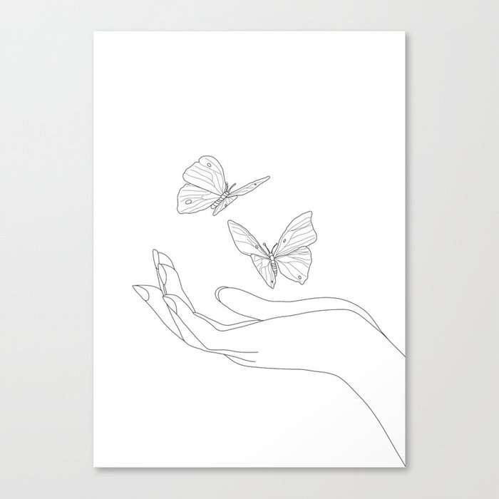 Butterflies on the Palm of the Hand Canvas Print