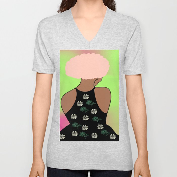 Woman At The Meadow 36 V Neck T Shirt