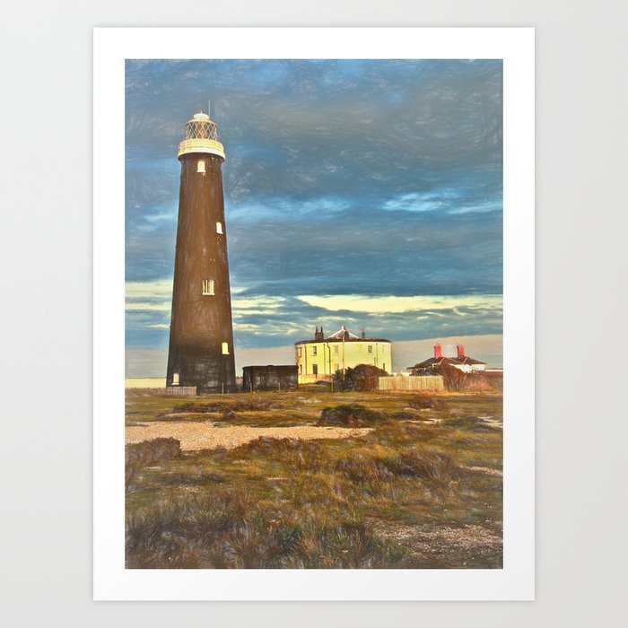 The Old Dungeness Lighthouse as Digital Art Art Print