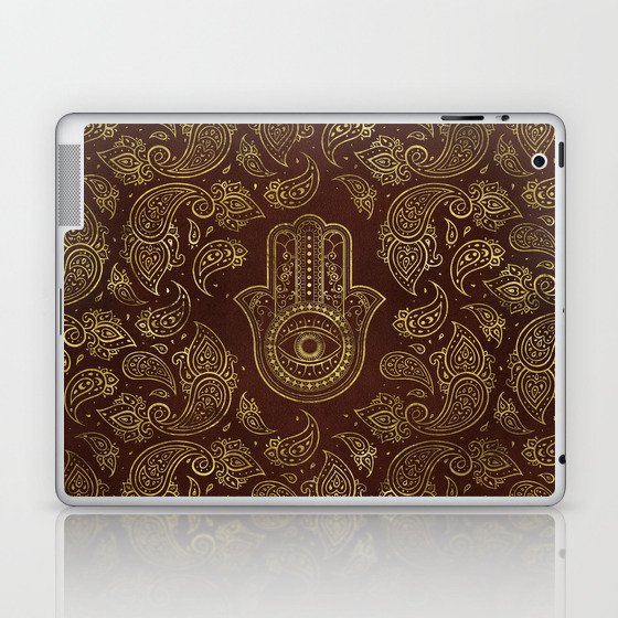 Decorative Hamsa Hand with paisley background Laptop & iPad Skin