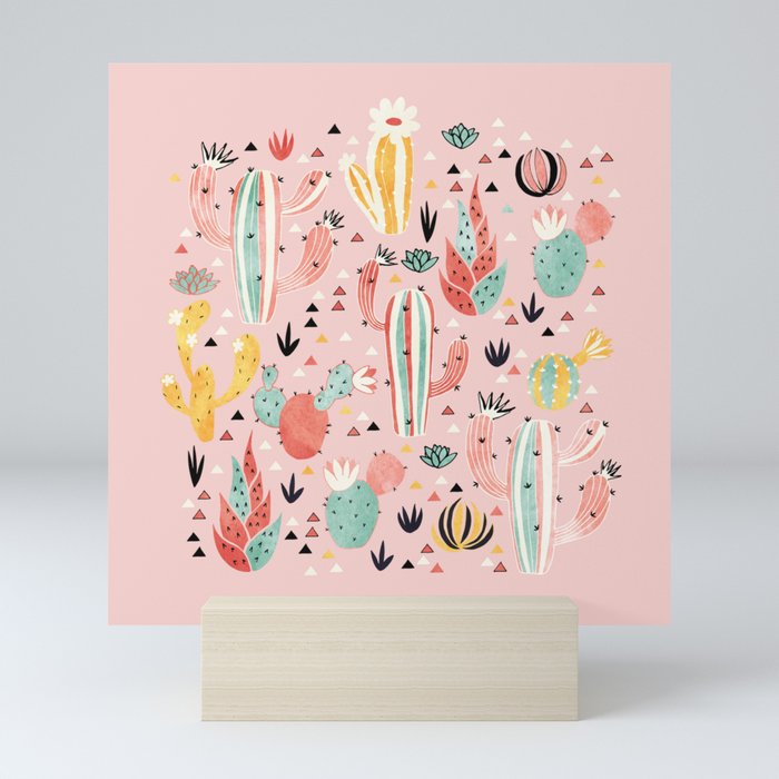 Pink Desert pattern Mini Art Print
