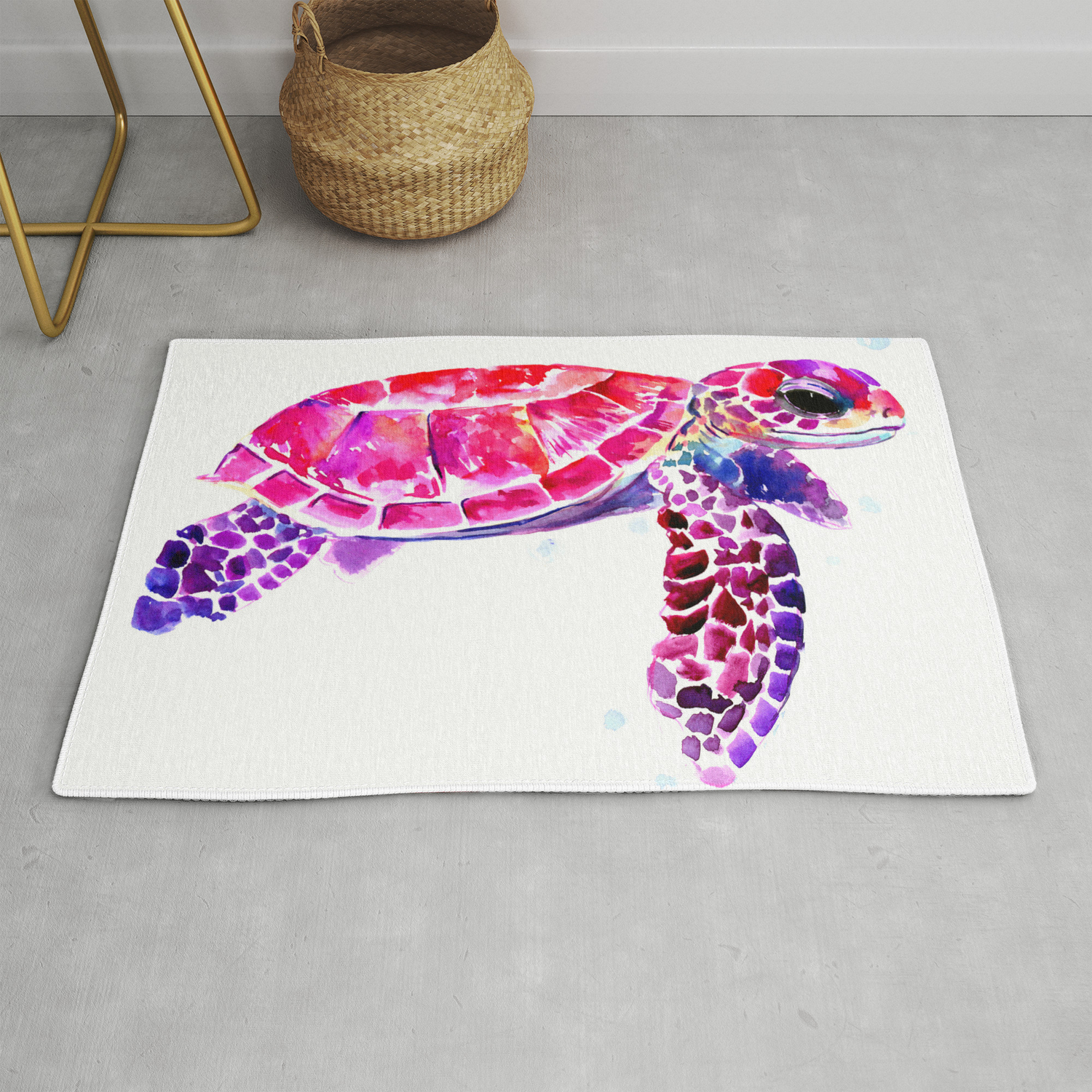 Purple Turtle Bright Pink Purple Blue Turtle Illustration
