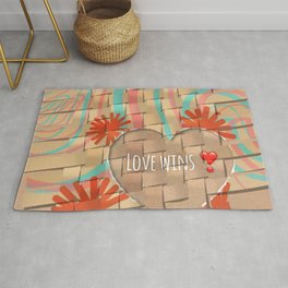 Love Wins paper weave - summer colors Area & Throw Rug