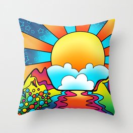 sunset - peter max inspired Throw Pillow